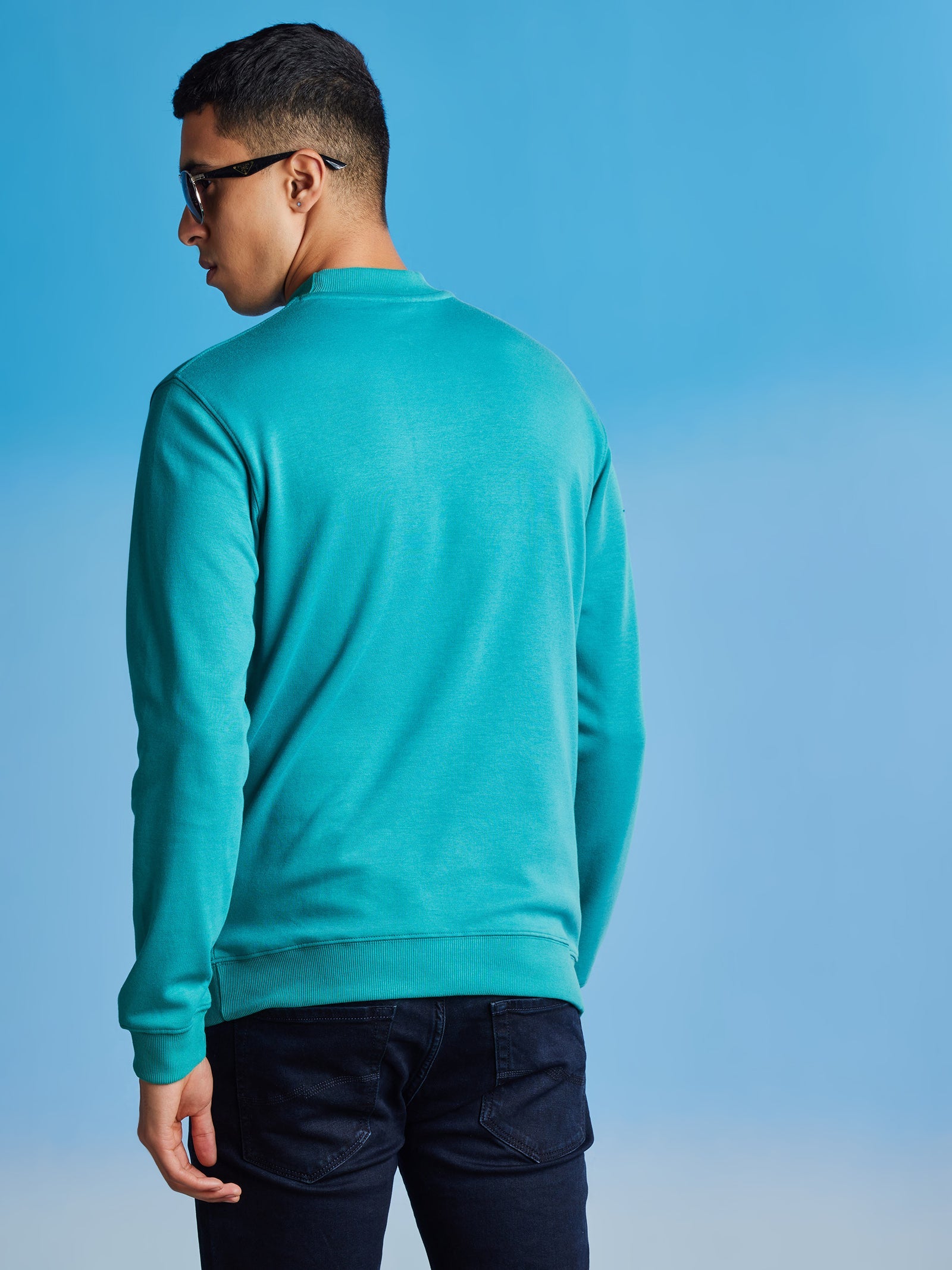 Green Interlocked High Neck Sweatshirt