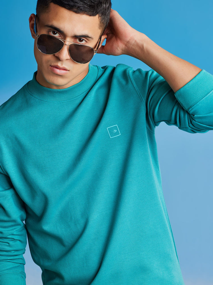 Green Interlocked High Neck Sweatshirt