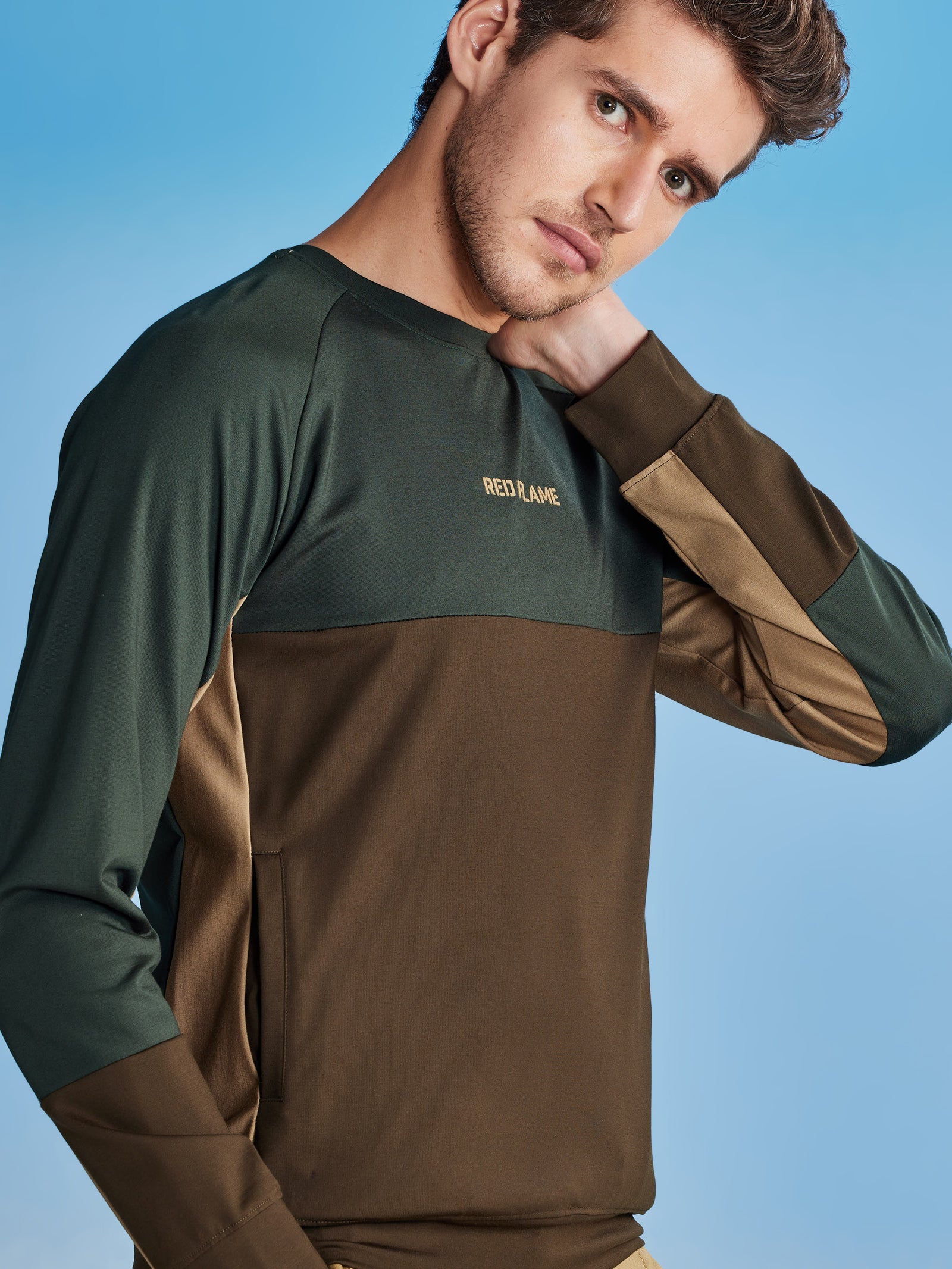 Green Colorblocked 4-Way Stretch Sweatshirt