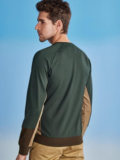 Green Colorblocked 4-Way Stretch Sweatshirt