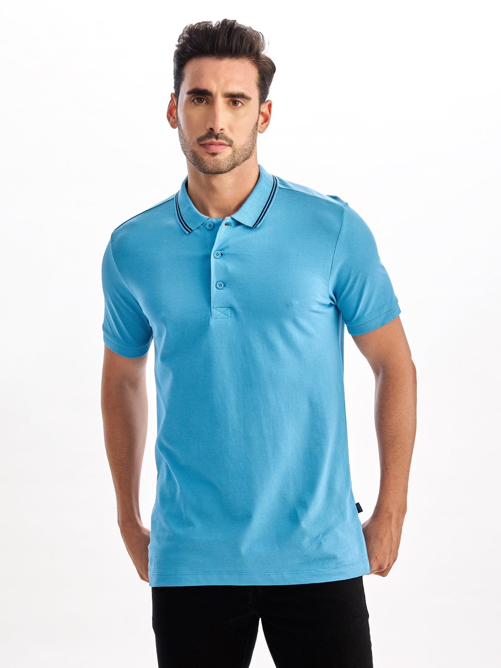 Sky Blue Solid Polo T-Shirt