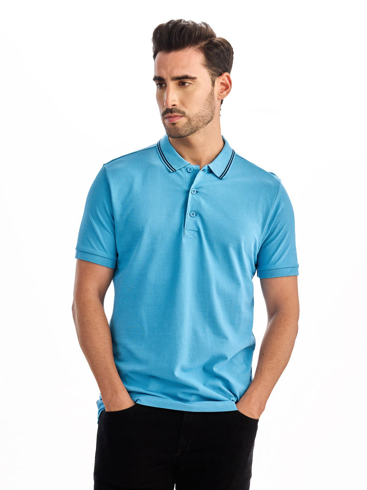 Sky Blue Solid Polo T-Shirt