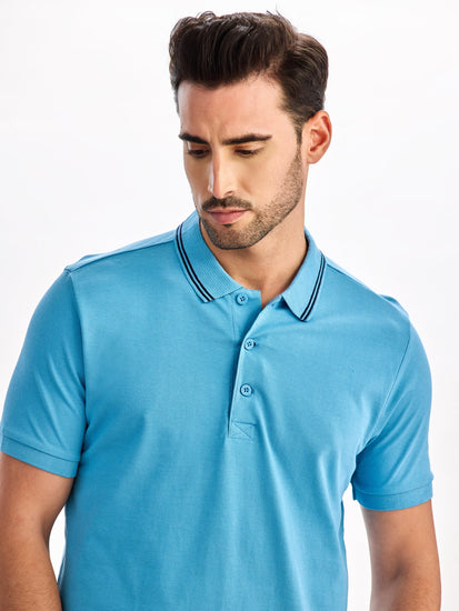 Sky Blue Solid Polo T-Shirt