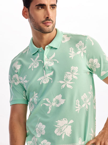 Light Green Printed Polo T-Shirt