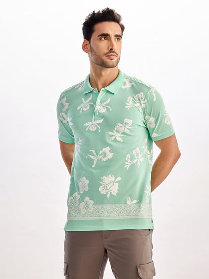 Light Green Printed Polo T-Shirt