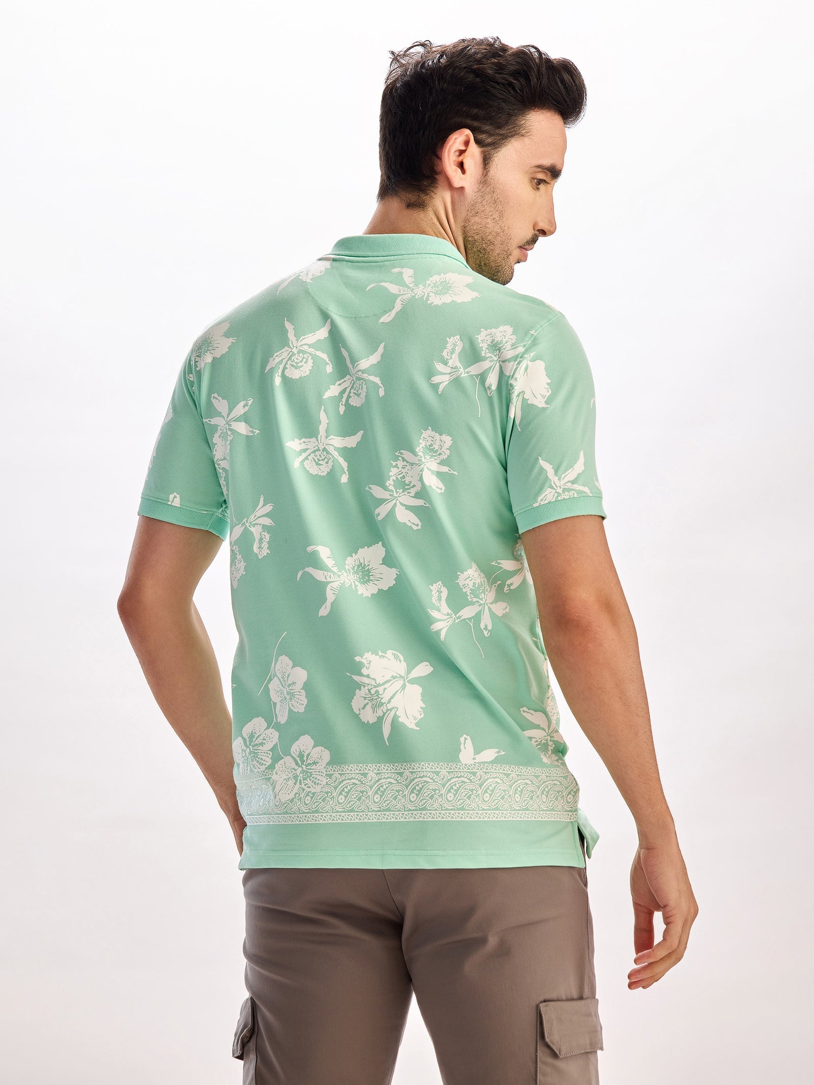 Light Green Printed Polo T-Shirt