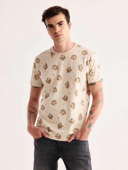 Cream Printed T-Shirt