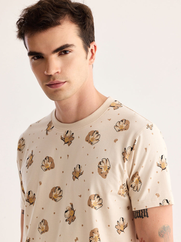 Cream Printed T-Shirt