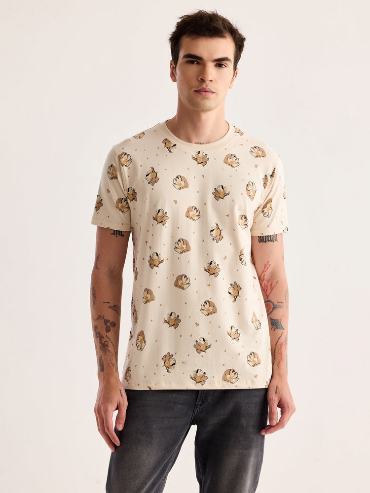 Cream Printed T-Shirt