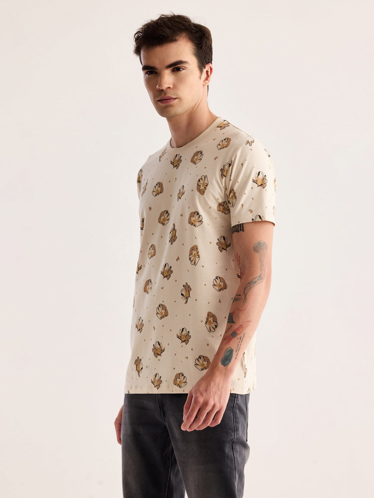 Cream Printed T-Shirt