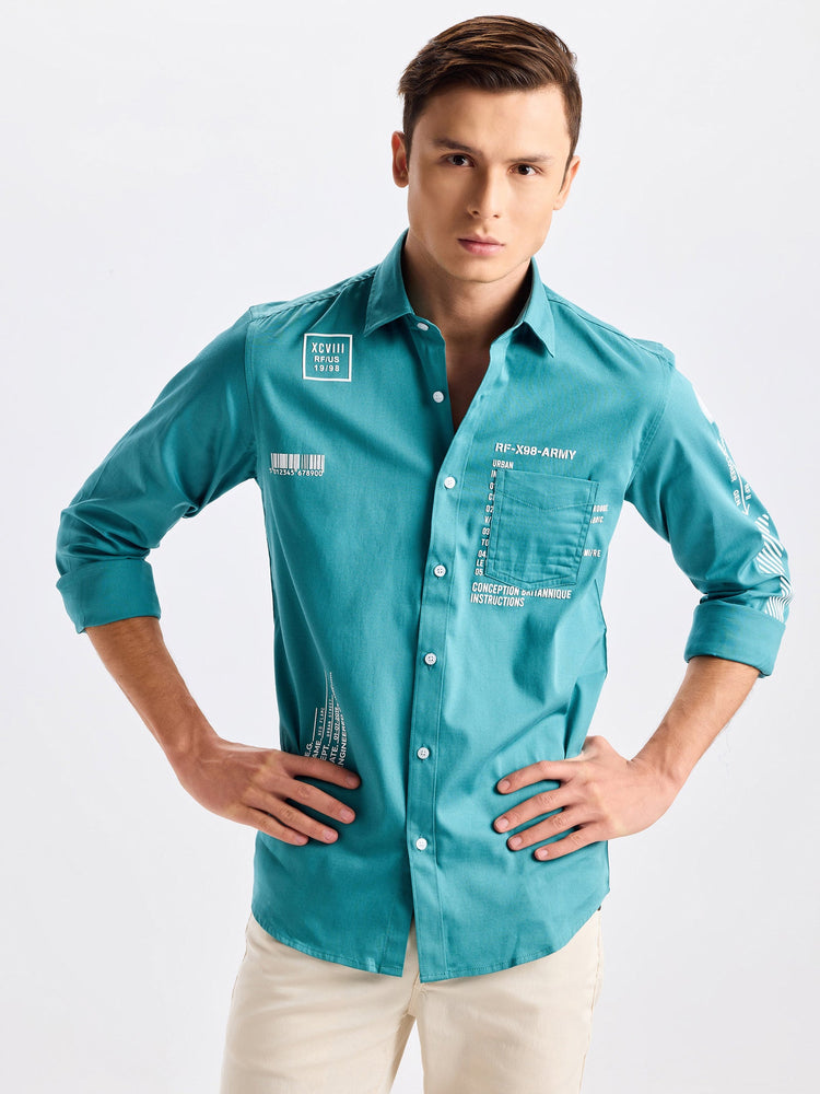 Teal Green Street Wear Shirt