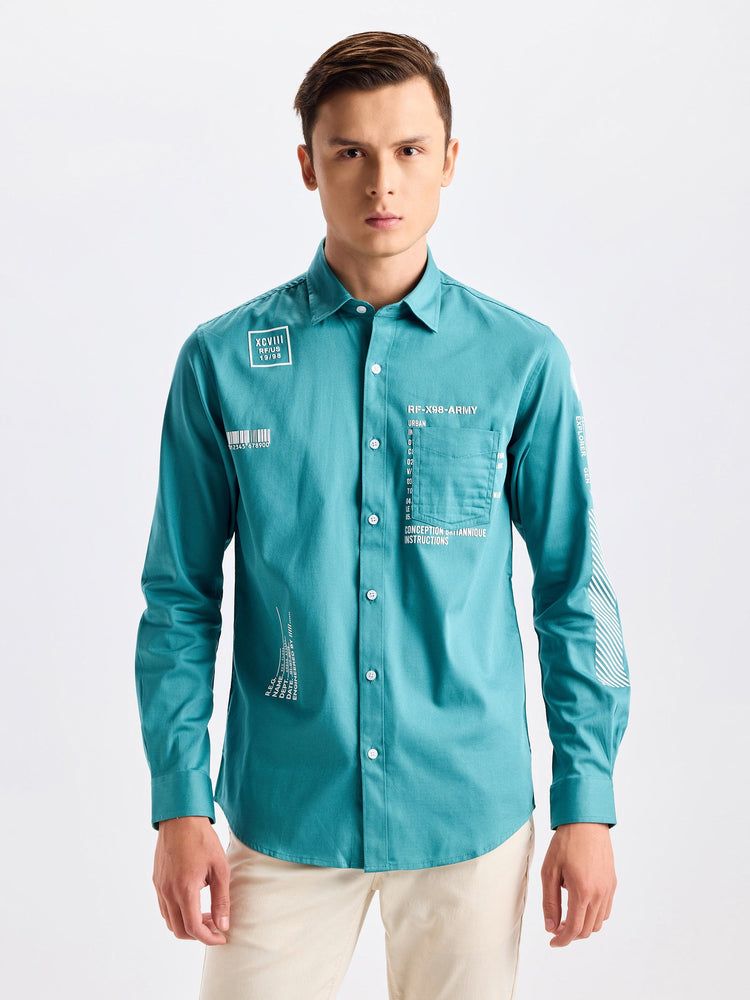 Teal Green Street Wear Shirt