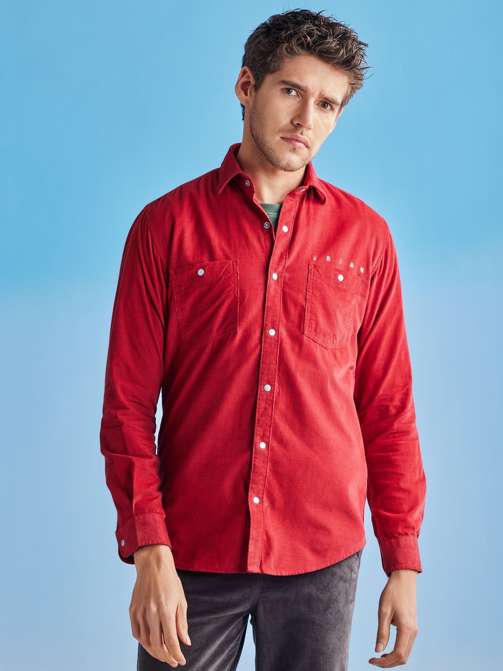 Red Corduroy Urban Shirt