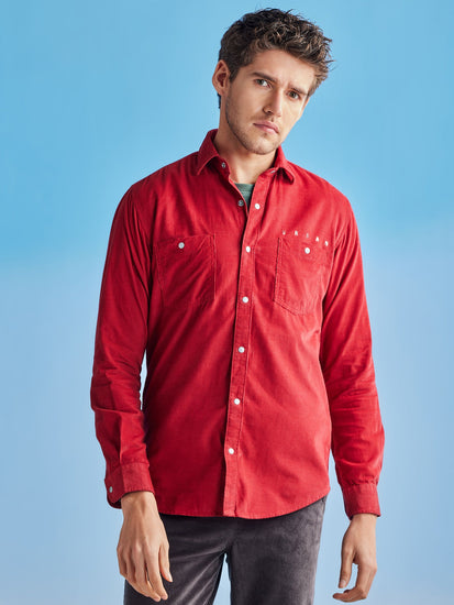 Red Corduroy Urban Shirt