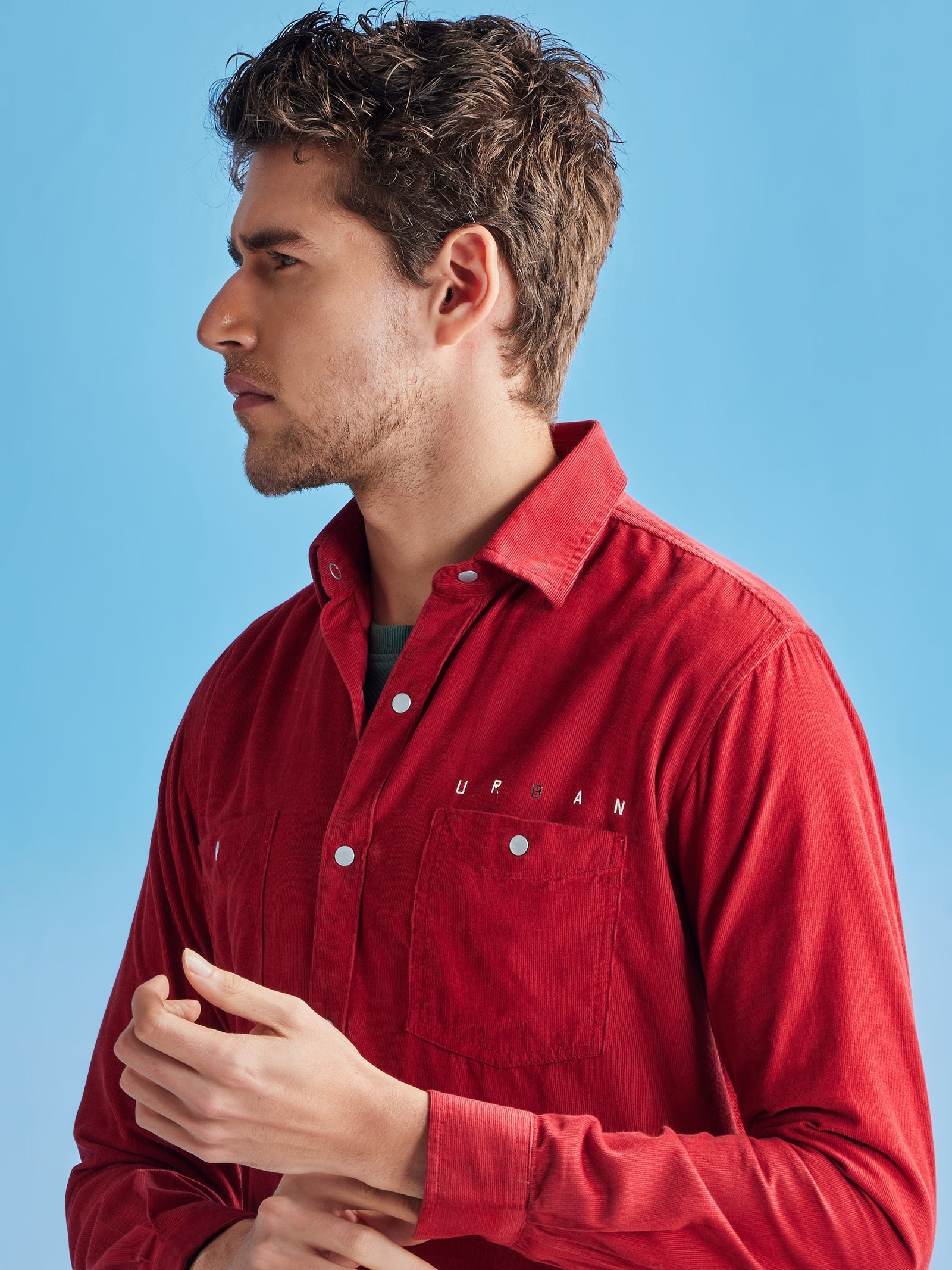 Red Corduroy Urban Shirt