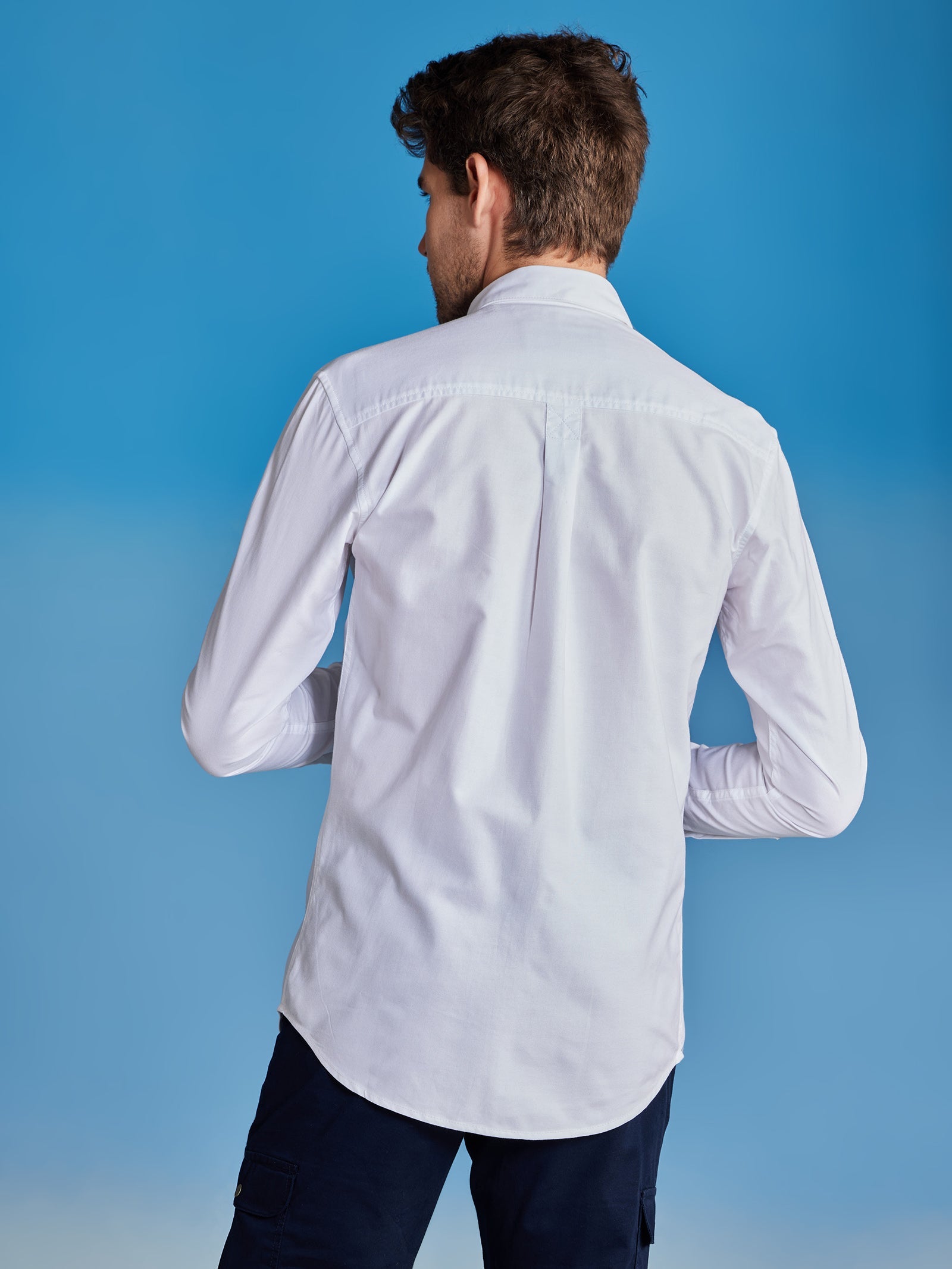 White Oxford Urban Chest Print Shirt