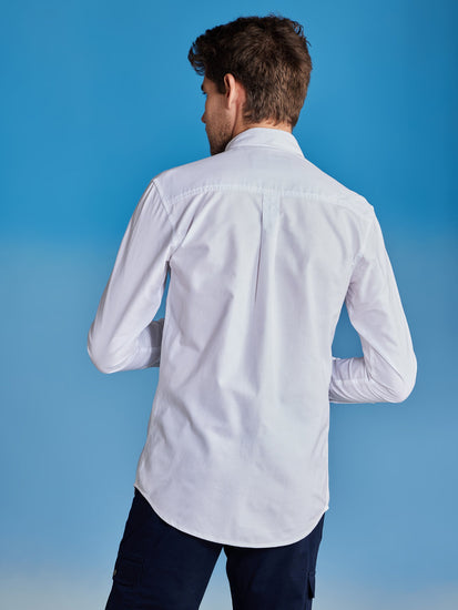 White Oxford Urban Chest Print Shirt
