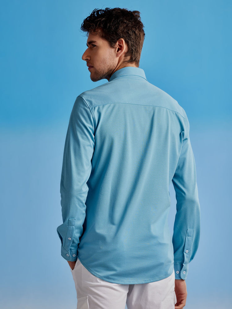 Blue Knitted Urban Stretch Shirt