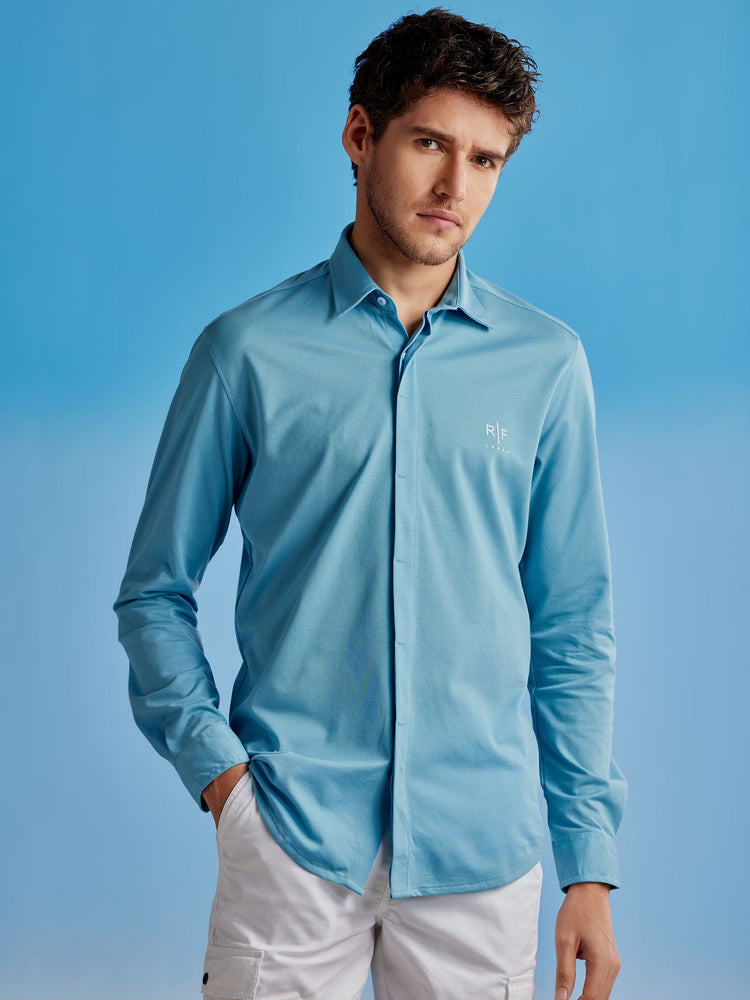 Blue Knitted Urban Stretch Shirt