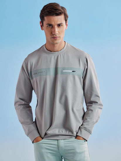 Grey Twill Crew Neck Sweatshirt