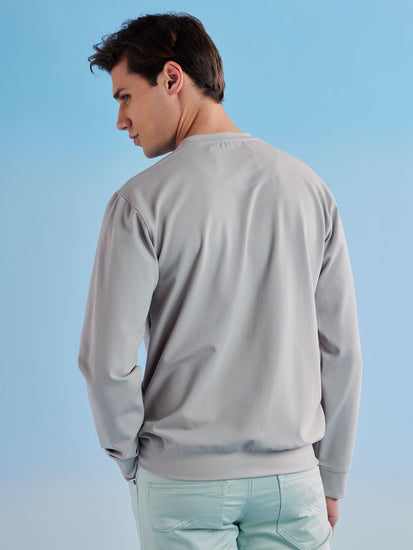 Grey Twill Crew Neck Sweatshirt