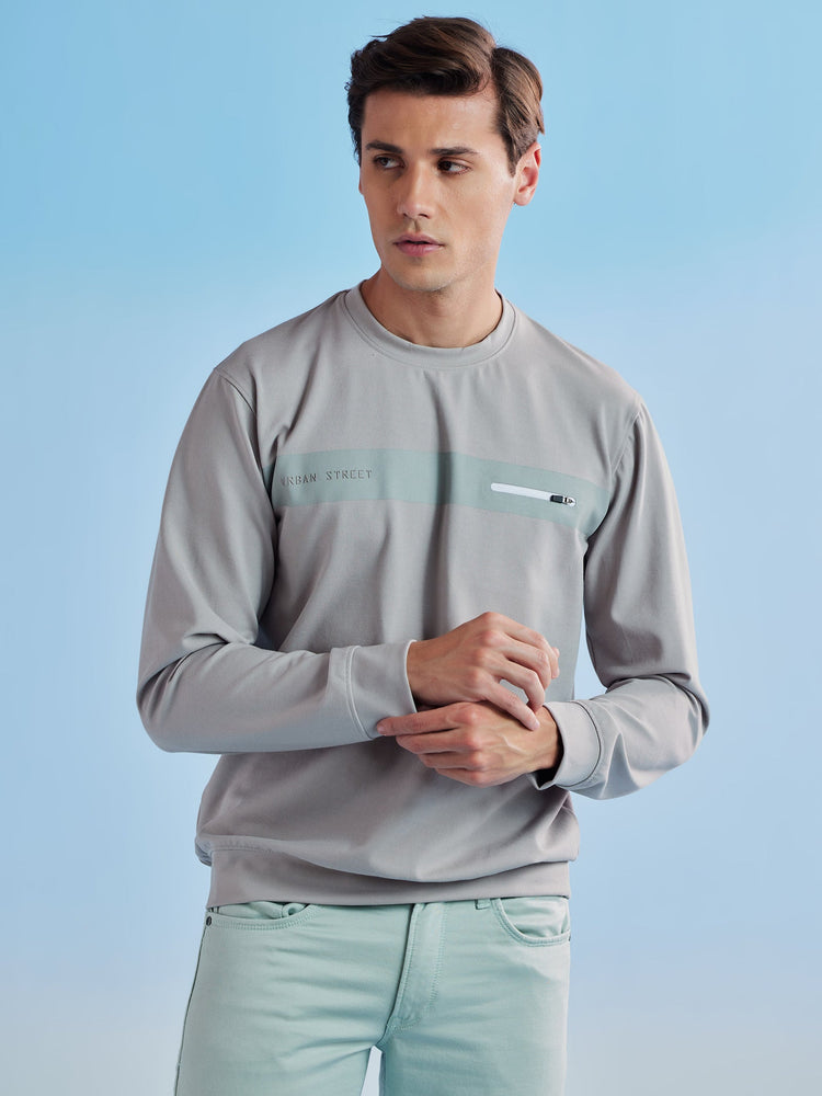 Grey Twill Crew Neck Sweatshirt