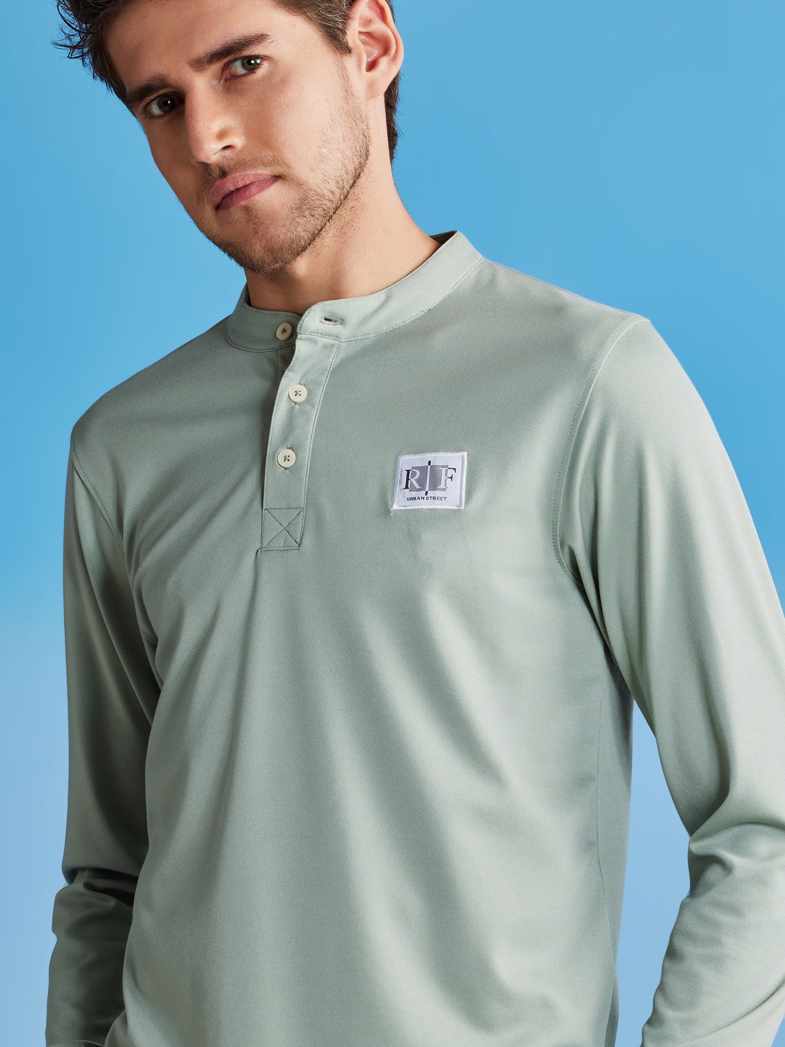 Light Green Henley Sweatshirt