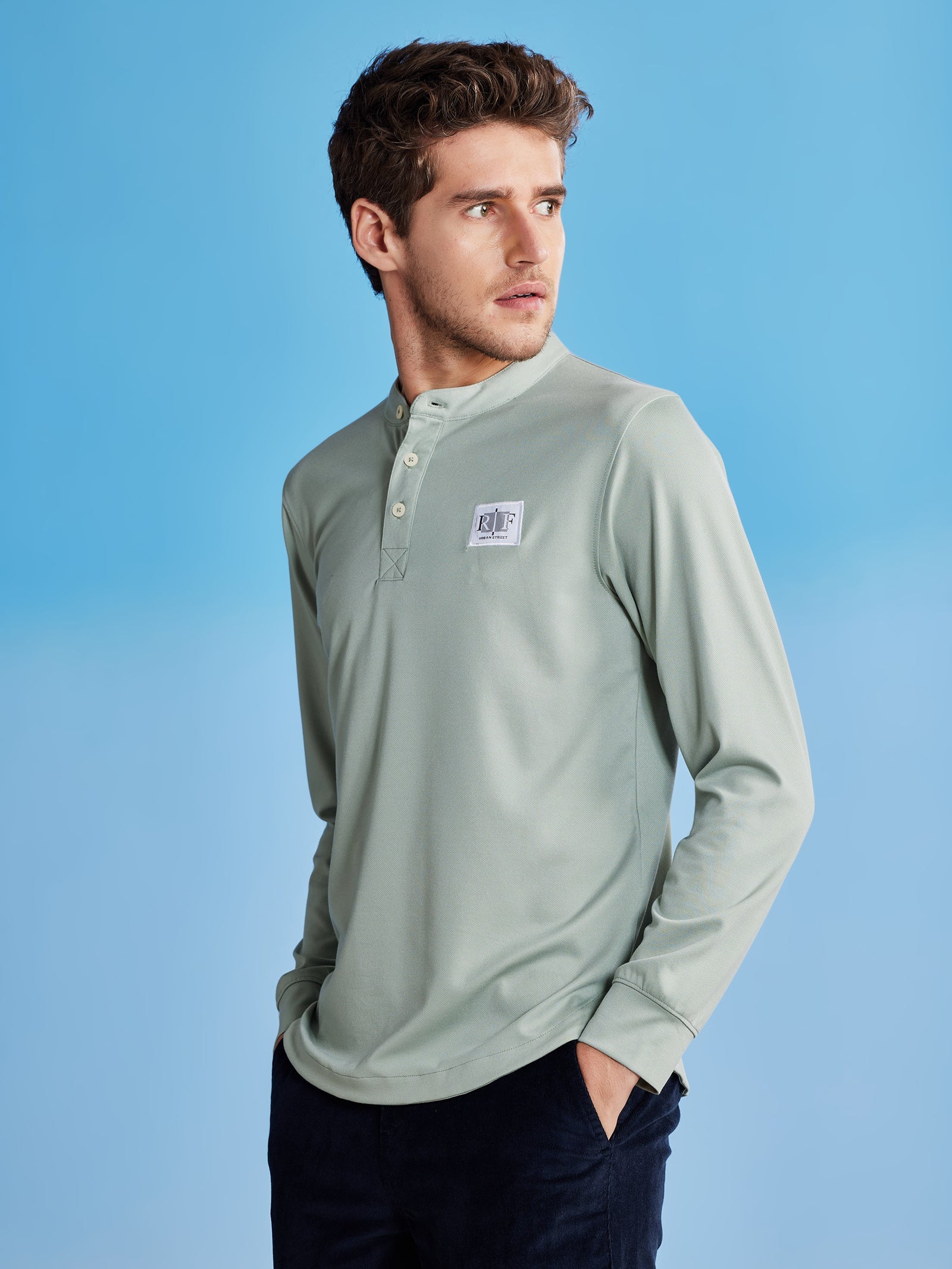 Light Green Henley Sweatshirt