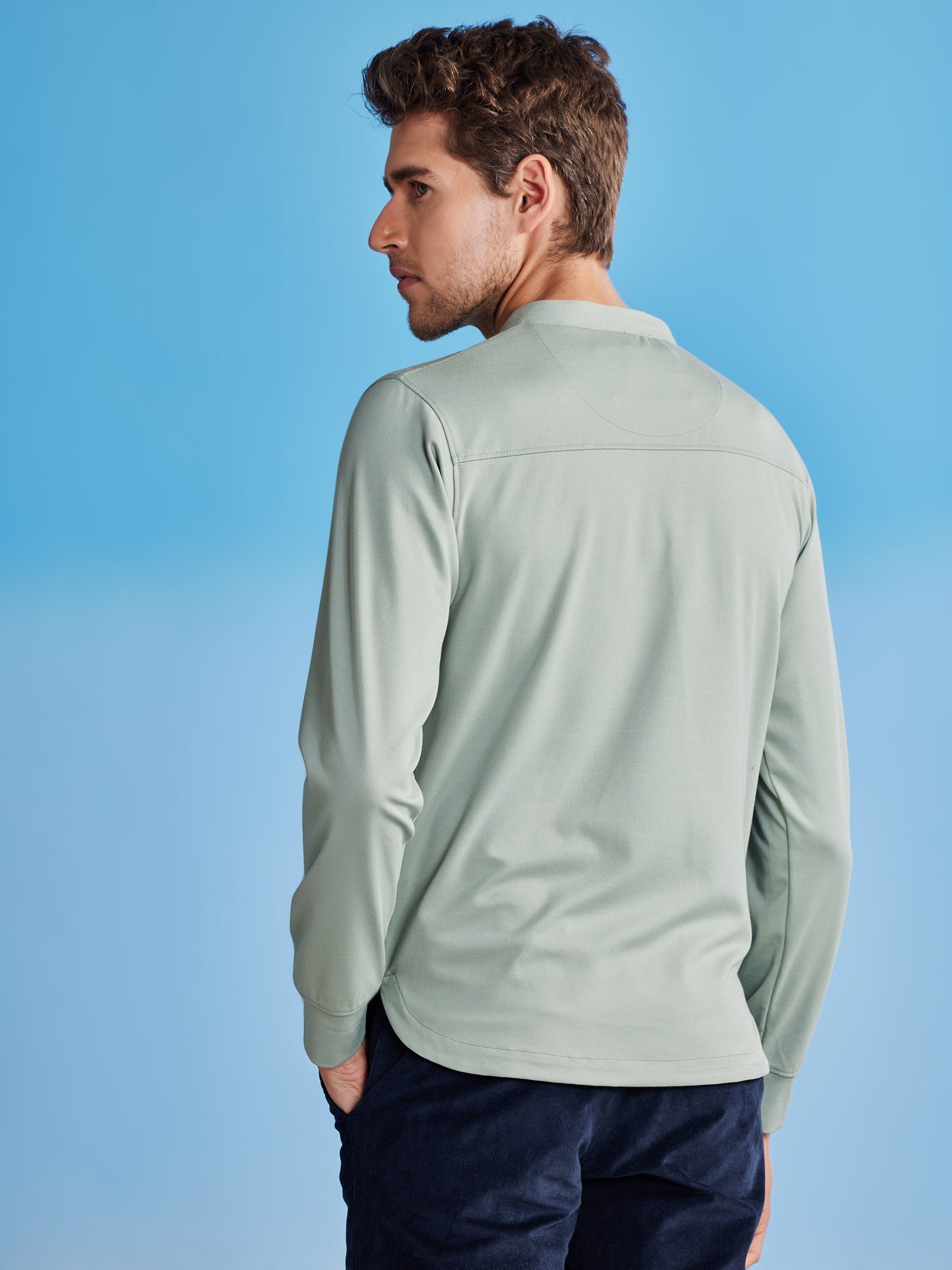 Light Green Henley Sweatshirt