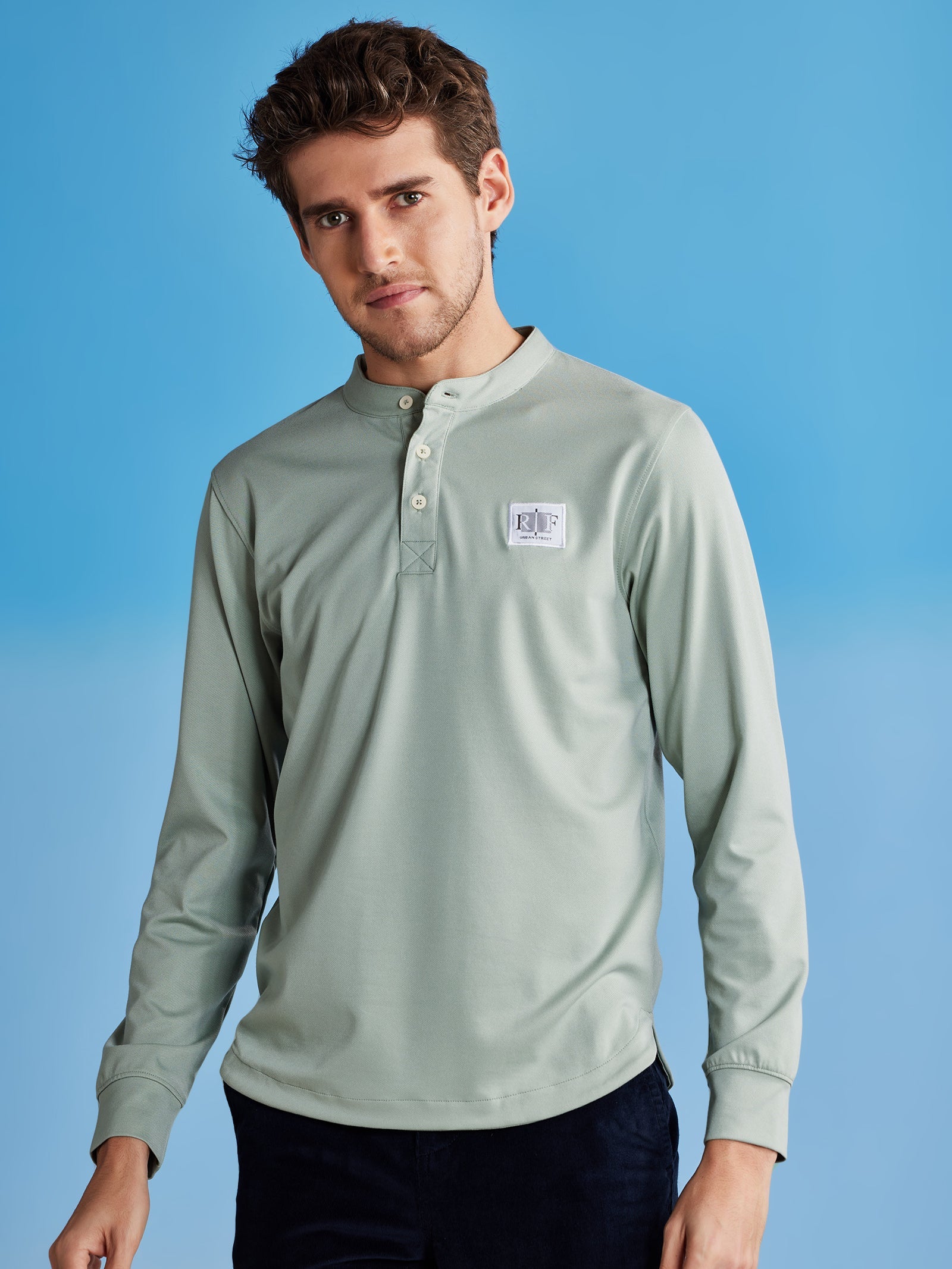Light Green Henley Sweatshirt