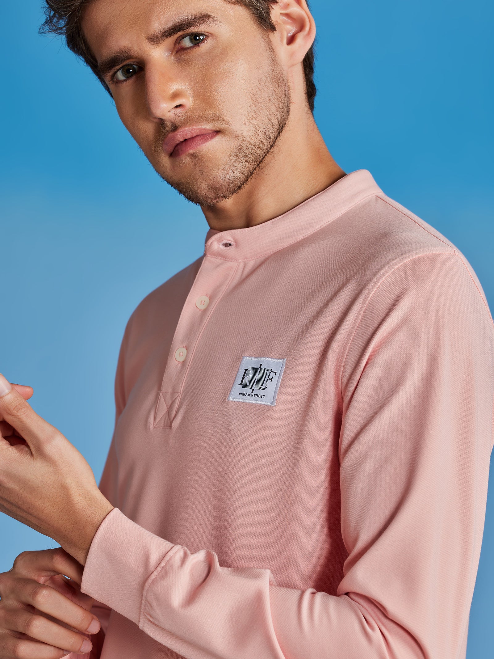 Pink Henley Sweatshirt