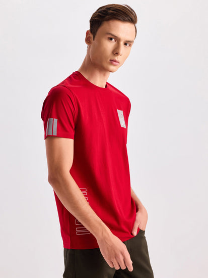 Red Chest Print Urban T-Shirt