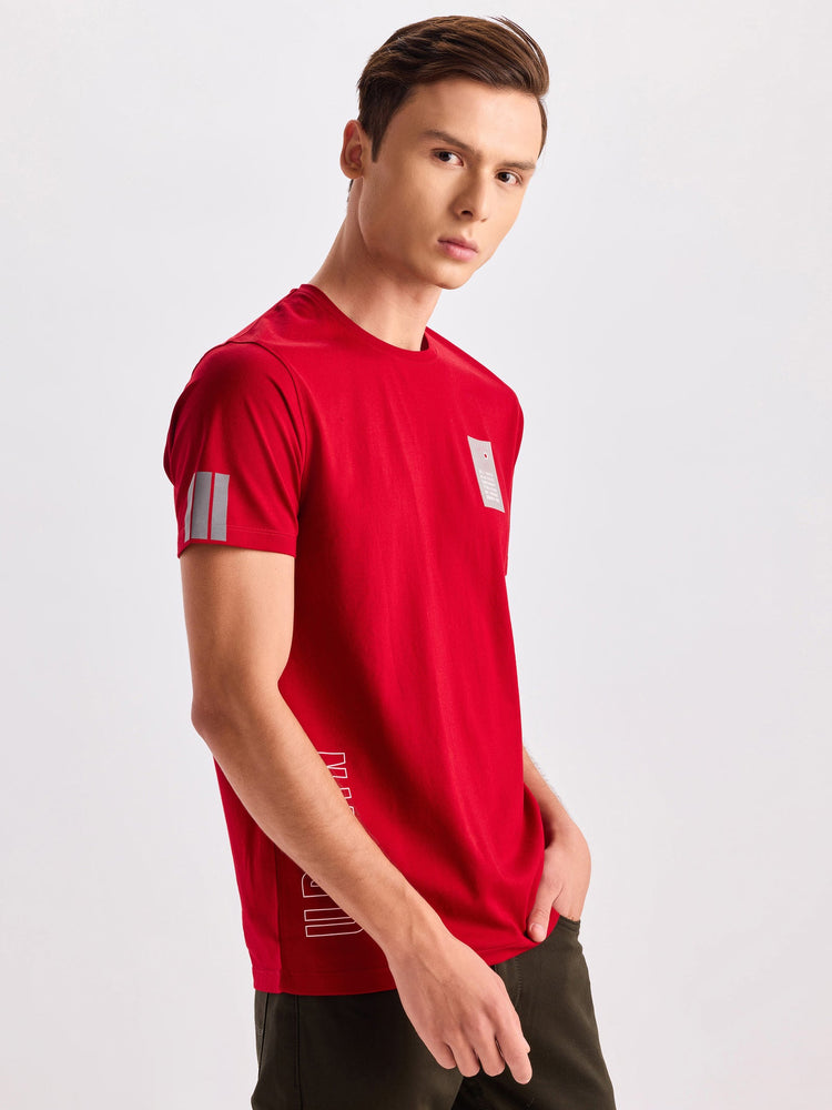 Red Chest Print Urban T-Shirt