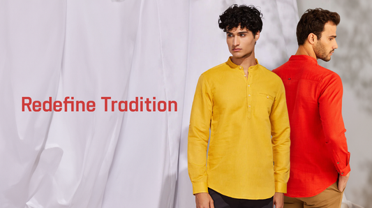 short kurta for men banner - Red Flame