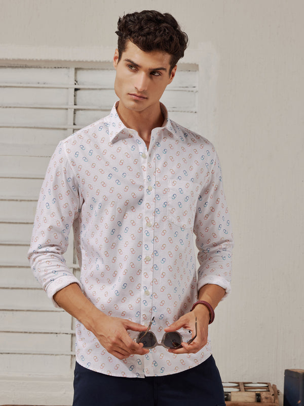 White  Printed  Shirt
