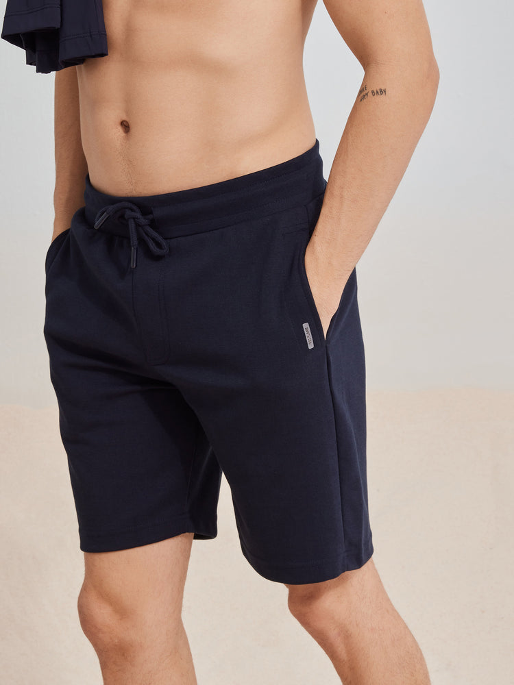 Navy Knits Jacquard  Shorts