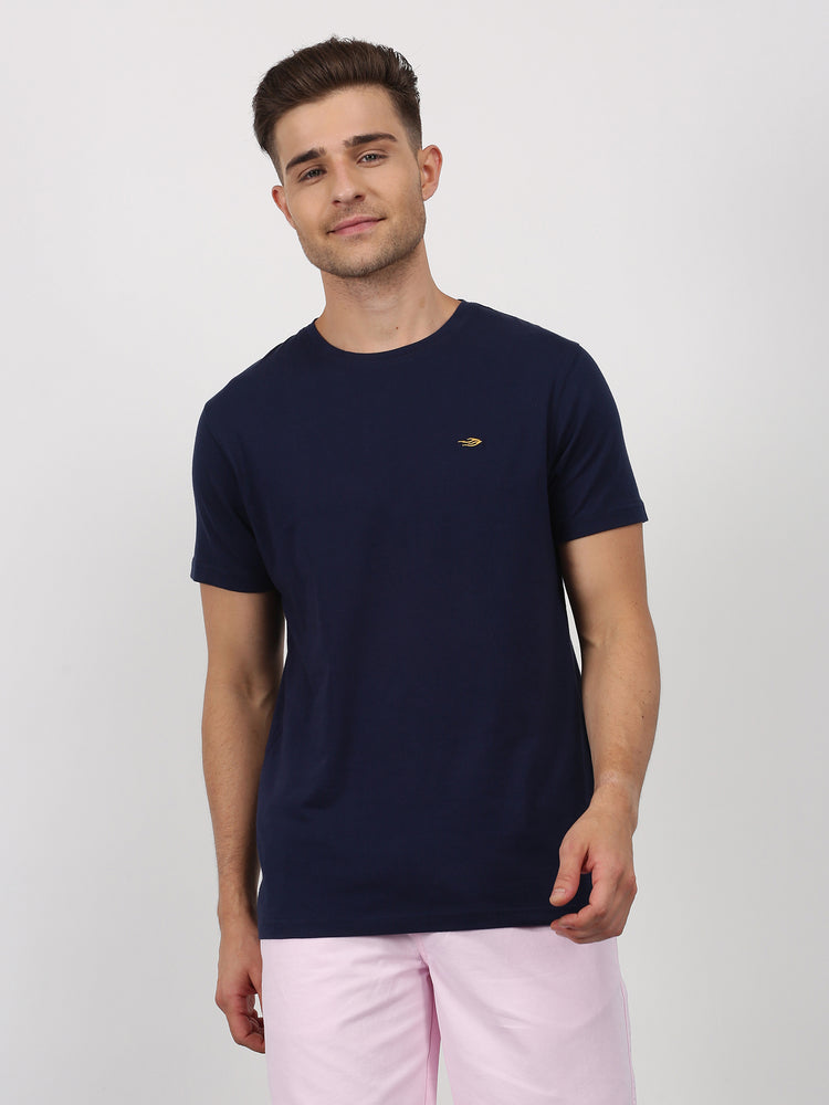 Navy Cotton Crew Neck T-Shirt