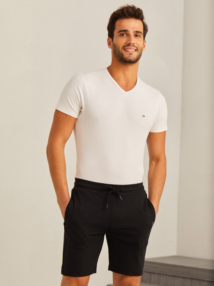 Black Knits Jacquard  Shorts