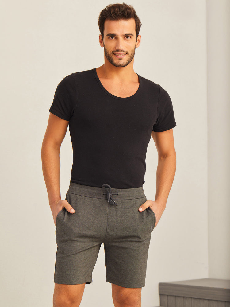 Grey Knits Jacquard  Shorts