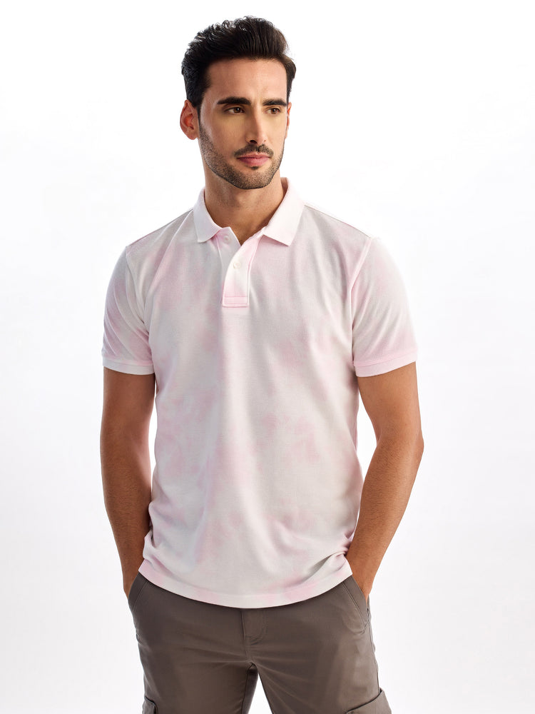 Pink Tie Dye Polo T-Shirt