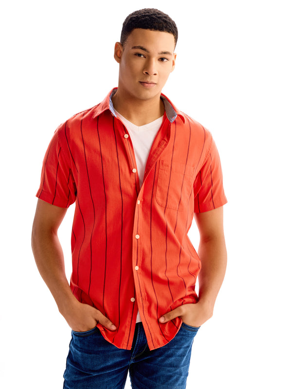 Red  Striped Pure Cotton Shirt