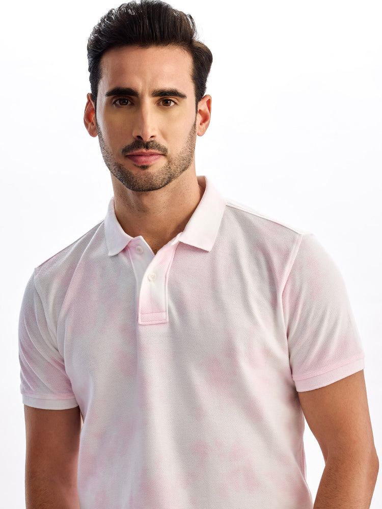 Pink Tie Dye Polo T-Shirt