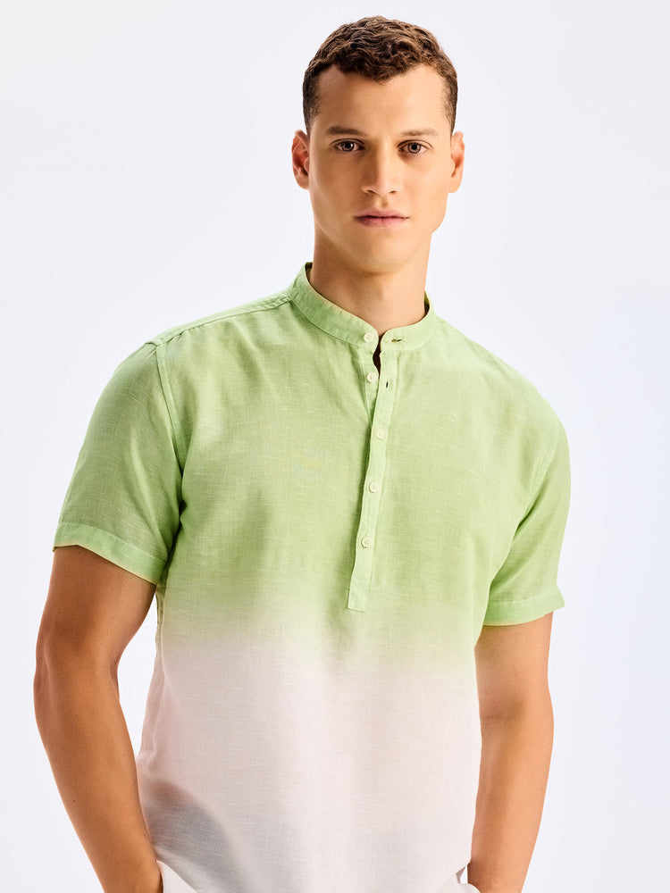 Green Tie Dye Linen Kurta