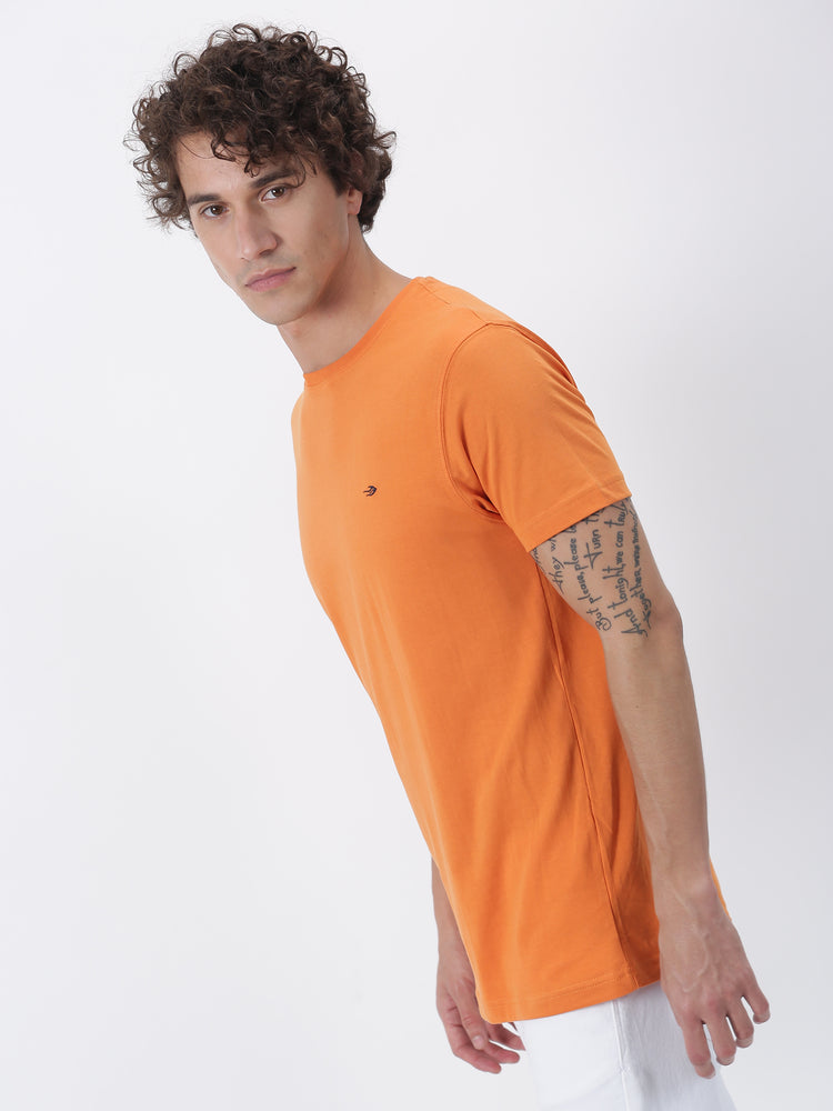 Saffron Cotton Crew Neck T-Shirt