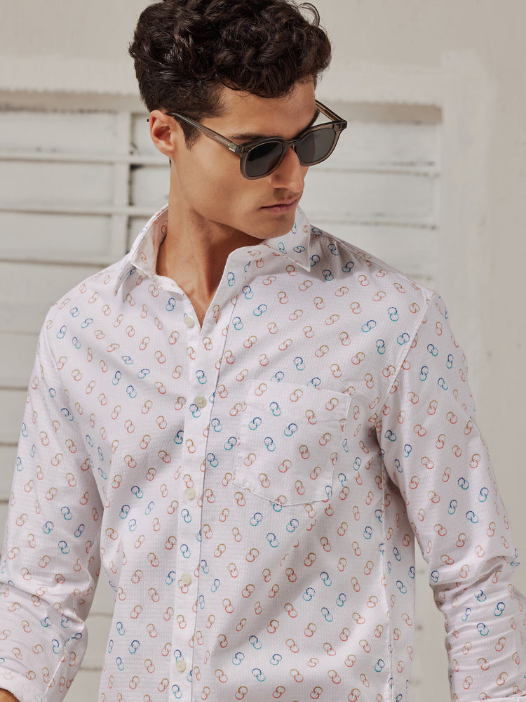 White  Printed  Shirt