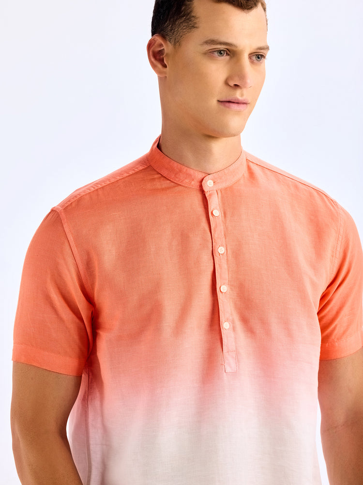 Orange Tie Dye Linen Kurta