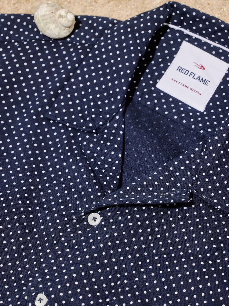 Micro Print Cuban Collar Shirt