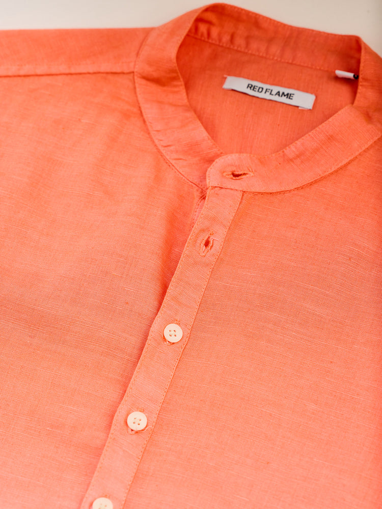 Orange Tie Dye Linen Kurta