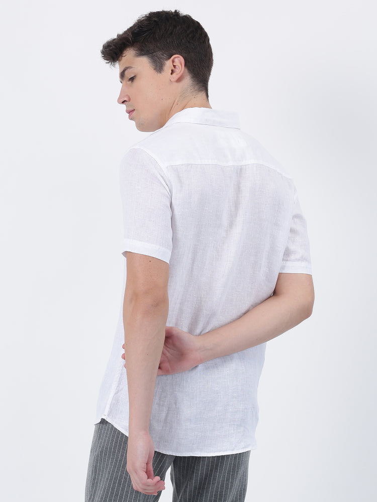 White Linens Plain  Casual Shirt