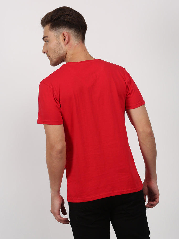 Red Cotton Crew Neck T-Shirt